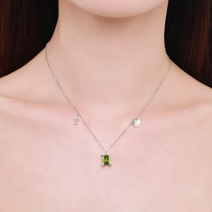 S925 sterling silver Sagittarius necklace with green gemstone and anchor pendant