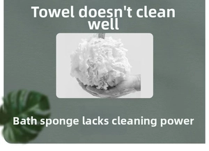 Detailed view of a white bath sponge mesh with soft foam for gentle skin exfoliation
