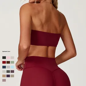 Burgunderrotes Yoga-Set für Damen mit Sport-BH und High-Waist-Leggings in 16 verschiedenen Farben