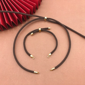 Premium 4mm dark brown braided cord with gold metal clasp for DIY necklace and bracelet