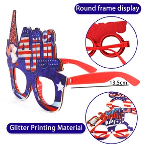 4th of July Independence Day themed glitter glasses featuring USA flag and eagle designs