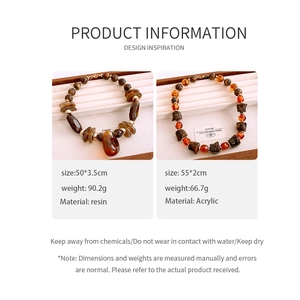 Detailed size and weight information for amber resin geometric pendant necklace