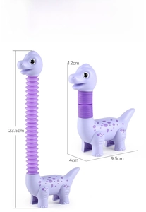 Detailed size chart showing expanded 23.5cm and collapsed 12cm dinosaur fidget toy