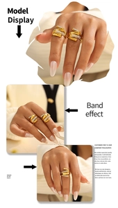 Détail de la bague multicouche en or avec sertissage de cristaux blancs étincelants