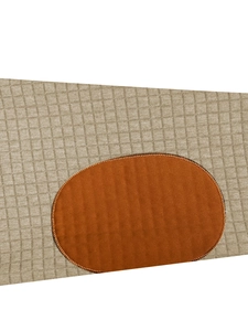 Detailed close-up of waffle knit texture and khaki suede elbow patch on casual men hoodie