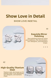 Detail of 316L titanium steel earrings with mirror polished finish and anti-allergic properties