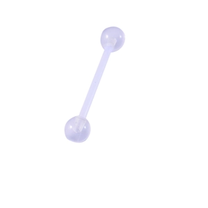Transparent acrylic tongue rings with straight bar and double ball design for body piercing