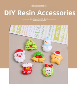 Christmas themed resin accessories set featuring Santa, snowman, and star for DIY crafts