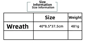Size information for 40x37.5cm Christmas wreath with red bows and festive ornaments