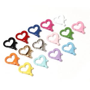 Set van 10 kleurrijke hartvormige karabijnsluitingen van legering voor DIY-sieraden en sleutelhangers