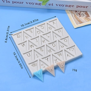 Alphabet and heart silicone mold for baking and DIY crafts showing 10.1cm dimensions