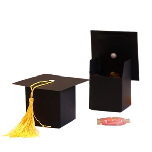 European graduation cap gift boxes with yellow tassels for candy party favors