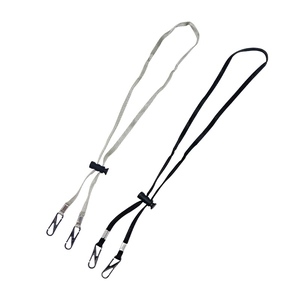 Adjustable windproof chin strap lanyard set in black and grey for outdoor hats and masks