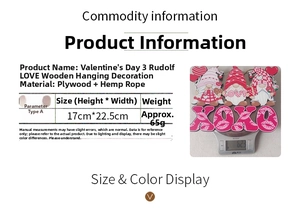 Spécifications du gnome de la Saint-Valentin en bois rose avec texte XOXO