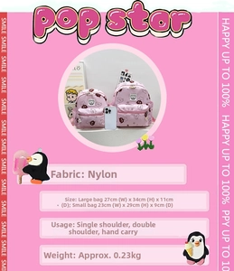 Set di zaini rosa con stampa di orsetto in nylon resistente in due dimensioni