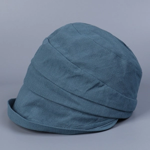 Women Cotton Pleated Newsboy Cap Short Brim Peaked Hat Breathable Solid Color Retro Casual Sunshade Outdoor