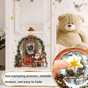 Detail von Weihnachts-Wandaufklebern mit Goldfolie, Weihnachtsmann und Sternen