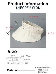 Size chart for organza open top sun hat with 11.5cm brim and adjustable 54-60cm circumference