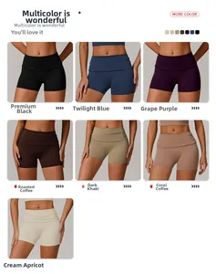 Comparaison détaillée de shorts de yoga recyclés à taille haute en sept couleurs variées