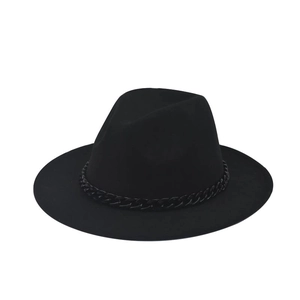 Wide Brim Fedora Hat Wool Felt Texture Retro Jazz Style For Women Men Kids Chain Decor Wide Edge Fashion Accessory Outdoor