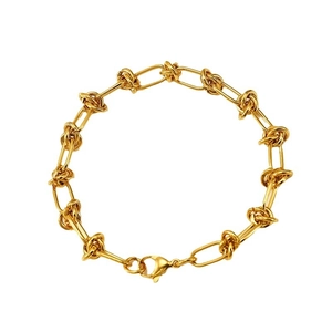 Minimalist 18K gold-plated stainless steel chain bracelet featuring elegant knot links