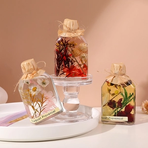 Preserved flowers in glass bottles reed diffuser with kraft paper and rope sealing