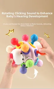 Detail of baby Manhattan ball toy with colorful soft beads and rotating sound feature