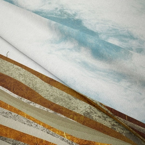 Detailed macro view of high-quality marble texture and mountain pattern wall tapestry fabric