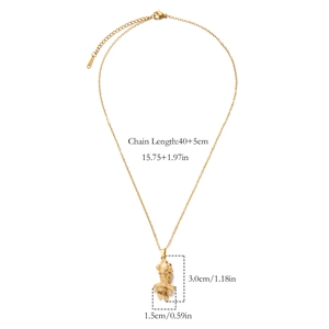 Detailed size specifications for champagne gold goldfish pendant necklace with 40+5cm chain