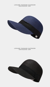 Detailansicht von geflochtenen Sonnenhüten in Marineblau und Schwarz mit Textur
