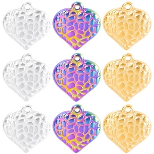 Stainless Steel Heart Pendant Necklace Pebble Texture Iridescent Gold Silver Heart Charm Pendant For Women Fashion Jewelry Accessories
