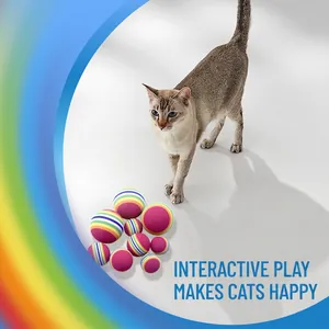 Palline giocattolo per gatti in schiuma EVA a strisce arcobaleno per gioco interattivo