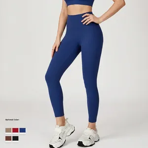 High-waisted yoga leggings for women in navy blue, available in five optional colors