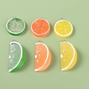 Simulation Fruit Slice Pendants Resin Lemon Orange Lime Charms For DIY Jewelry Making Keychain Earring Accessories