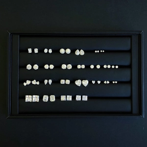 30 pairs of S925 sterling silver stud earrings with 5A zircon in a black display box