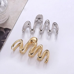 Metal Snake Shape Hair Claw Clip Large Wave Shark Clip Hollow Styling Hair Accessory For Women Elegant