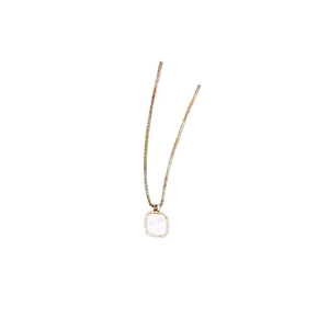 Minimalist gold plated necklace featuring a soft pink cushion pendant for women