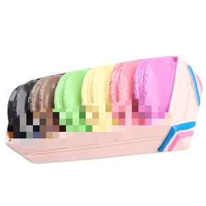 Colorful stack of assorted macaroon models for DIY fridge magnets and home decor