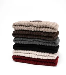 Detailed close-up showing thick knit texture in six classic colors for winter beanies