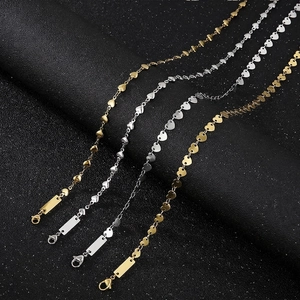 Heart Chain Necklace For Women Stainless Steel Blank Rectangle Tag Plain Minimalist Geometric Jewelry