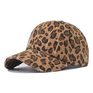 Vintage Distressed Leopard Print Baseball Cap Cotton Canvas Adjustable Streetwear Sun Hat For Men Women