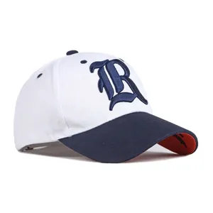Fashionable baseball cap with contrast brim and blue embroidered Gothic letter B