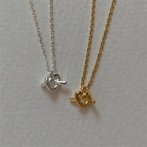 925 Sterling Silver Knot Heart Necklace Minimalist Elegant Clavicle Chain Jewelry For Women