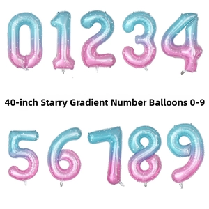 Détail des ballons chiffres de 40 pouces dégradé ciel étoilé pour décorations de fête