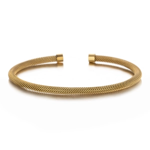 Mesh Cuff Bracelet Stainless Steel Cable Weave Open Bangle Punk Minimalist Elastic Jewelry Men Women