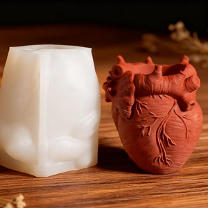 3D anatomical heart shaped silicone mold for DIY resin vase and flower pot casting