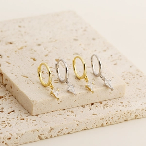 Boucles d'oreilles S925 en argent sterling avec pampilles en zircon sur pierre