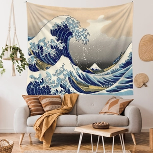 Tapisserie murale japonaise Grande Vague de Kanagawa pour décor de salon élégant