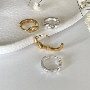 Minimalist 925 sterling silver twist hoop earrings in gold and silver finish