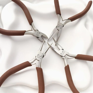 High-end carbon steel jewelry pliers set with brown frosted handles for DIY handcrafting
